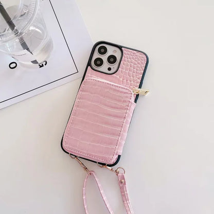 Textured Wallet Crossbody Case for iPhone