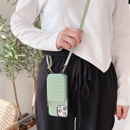 Textured Wallet Crossbody Case for iPhone