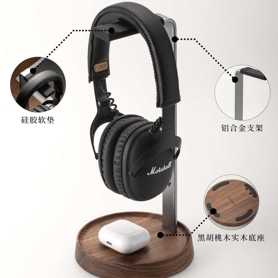 Walnut-Base Headphone Stand