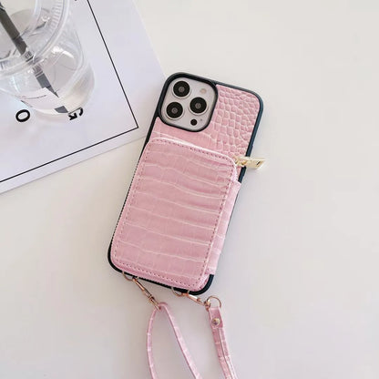 Textured Wallet Crossbody Case for iPhone