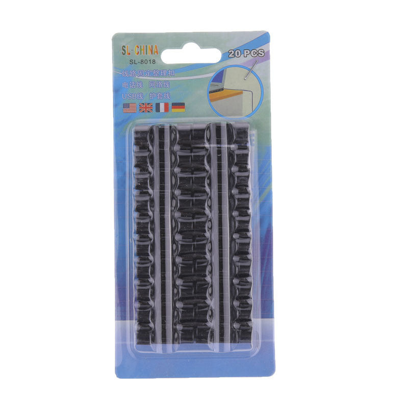 Self-Adhesive Cable Clips — 20-Pack