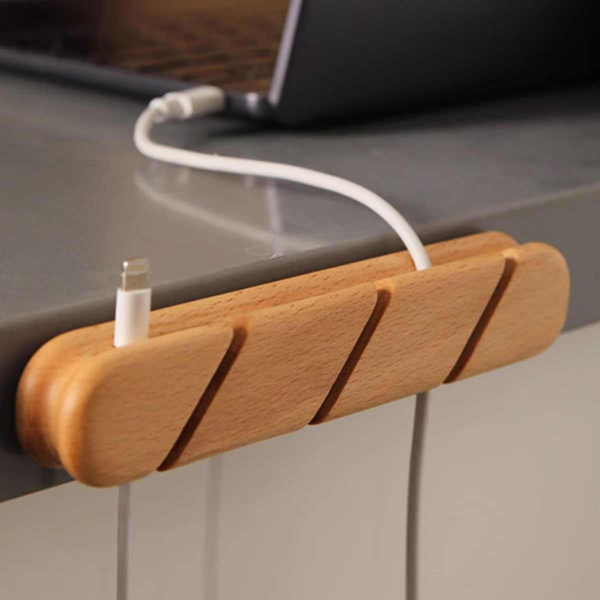 Wooden Desktop Cable Holder