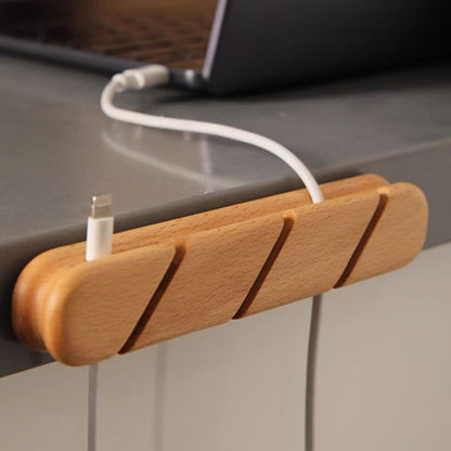 Wooden Desktop Cable Holder