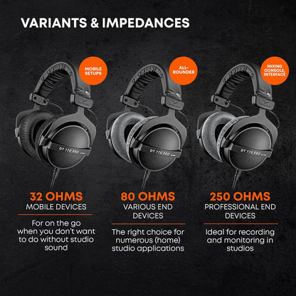 DT 770 Pro (80 Ohm), Closed-Back Studio Headphones, Black