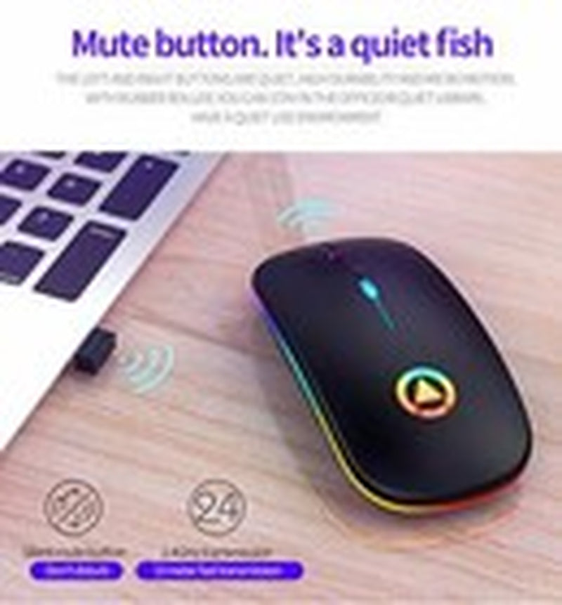 2.4Ghz Wireless Optical Mouse USB Rechargeable RGB Cordless Mice for PC Laptop