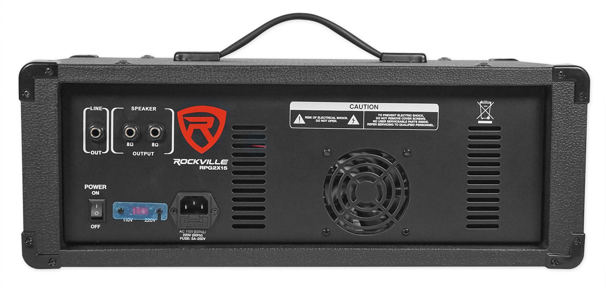 RPG2X15 Package PA System Mixer/Amp+15" Speakers+Stands+Mics+Bluetooth