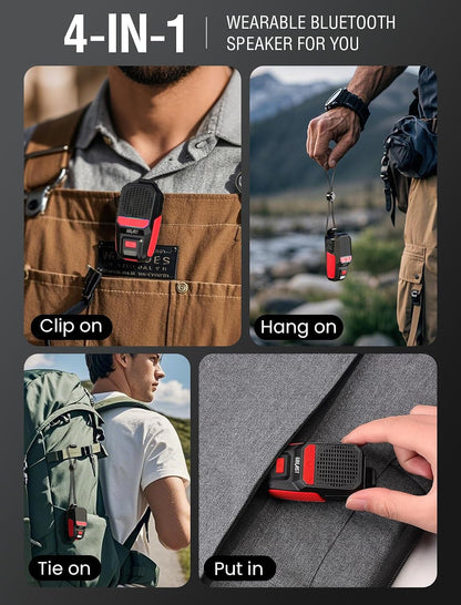 GBEAST Wearable Clip-On Bluetooth Speaker — Red