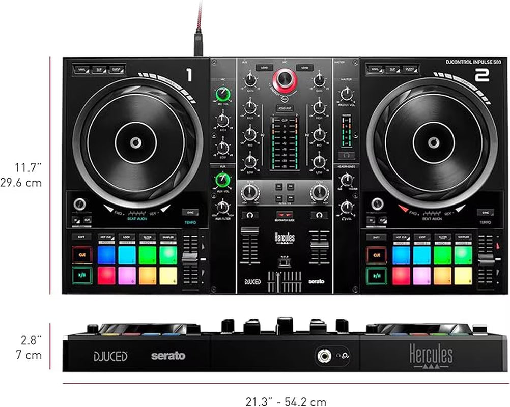 Djcontrol Inpulse 500: 2-Deck USB DJ Controller for Serato DJ and DJUCED (Included)