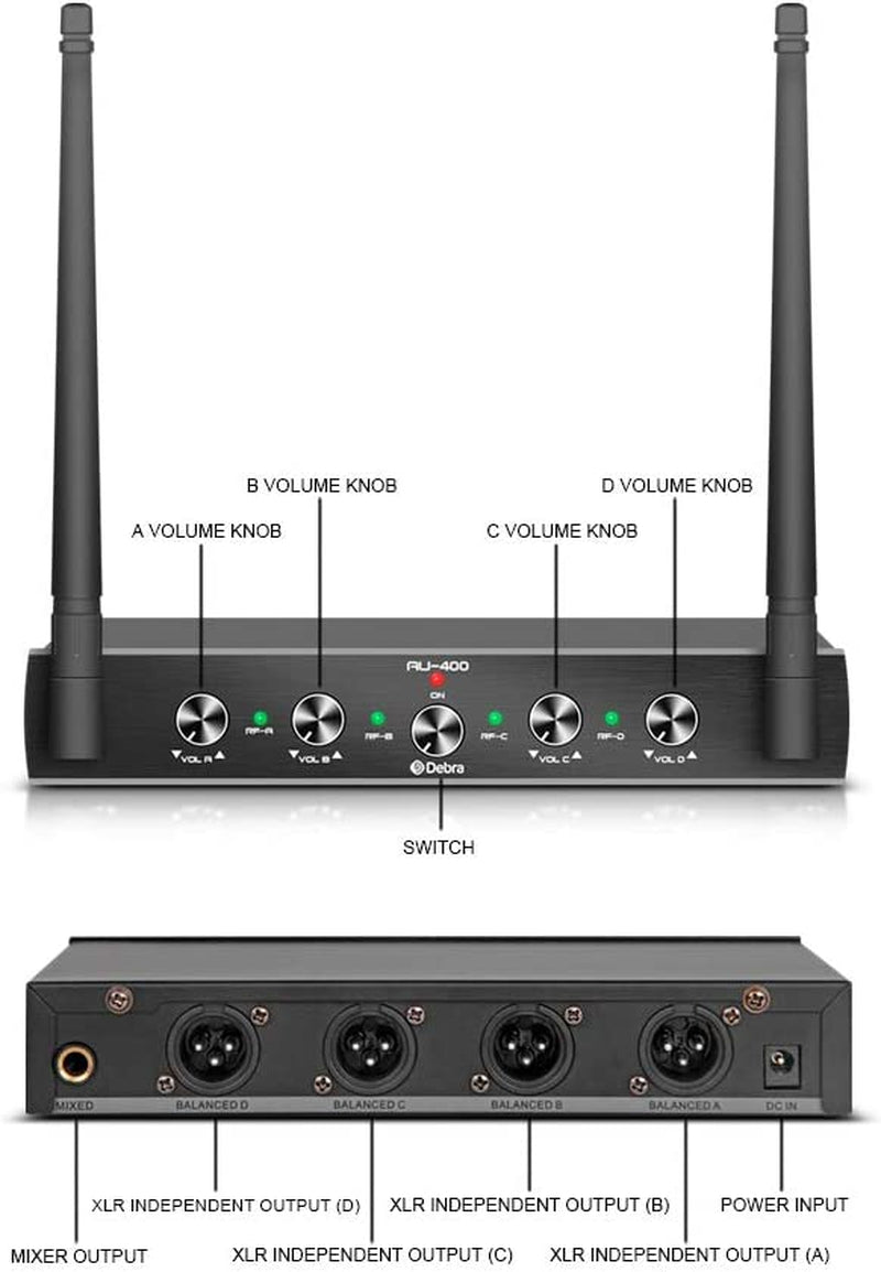 Debra Audio Pro UHF 4 Channel Wireless Microphone System