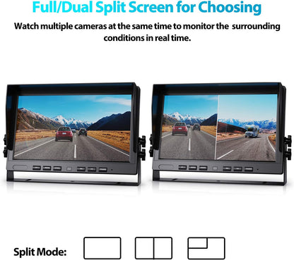 10" HD 1080P Wired Backup Camera with 10" Dual Split Screen Monitor