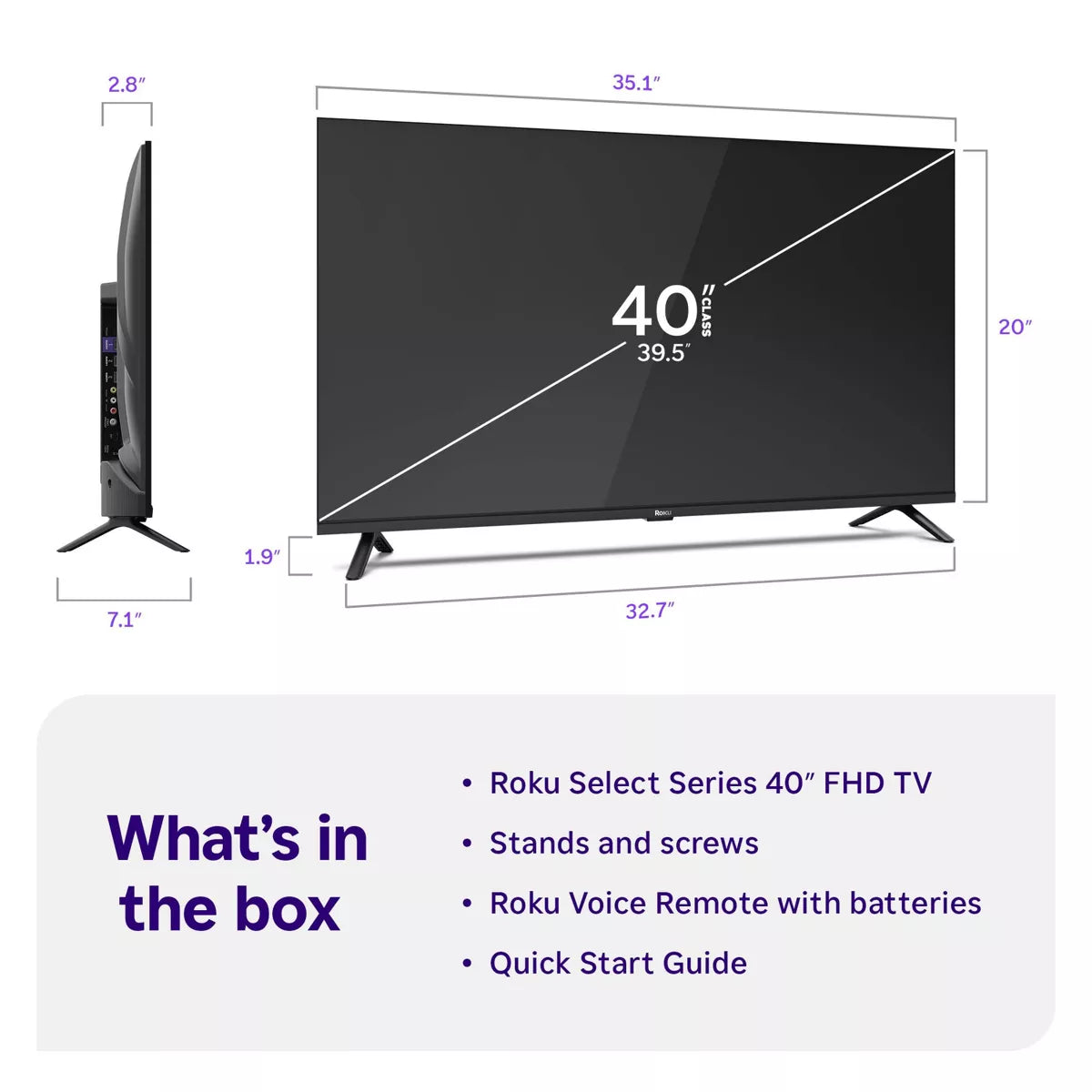 Roku 40" Select Series 1080P Full HD Smart Roku TV with Voice Remote Streaming Live Local News, Sports, & Movies