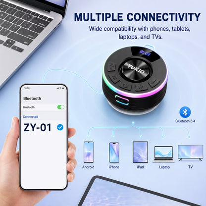 Tukio IPX7 Bluetooth Shower Speaker — RGB Lights