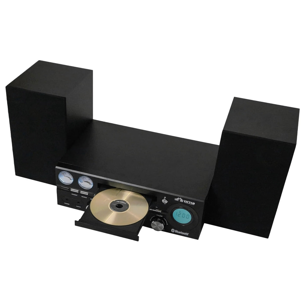 Victor Milwaukee 50W Desktop CD Stereo System W Bluetooth, CD Player & FM Radio