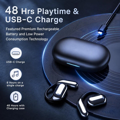 Hsility Wireless Sport Earbuds — Ear Hooks & Charging Case