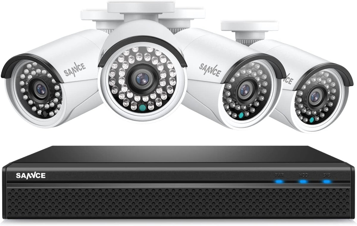 4K POE Security Camera System - 8CH 8MP NVR Recorder with 4PCS 5MP Outdoor Bullet Surveillance Cameras, Power over Ethernet, Easy Mobile Access with APP Alert(No HDD)