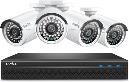 4K POE Security Camera System - 8CH 8MP NVR Recorder with 4PCS 5MP Outdoor Bullet Surveillance Cameras, Power over Ethernet, Easy Mobile Access with APP Alert(No HDD)