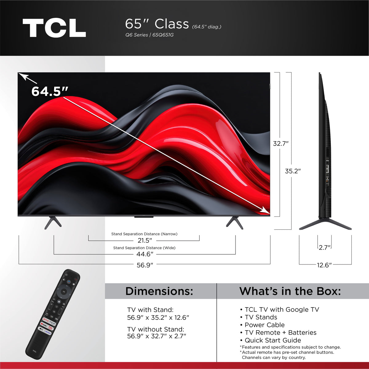 65" Class Q6 Series QLED 4K UHD HDR Smart Google TV (New 2024) - 65Q651G