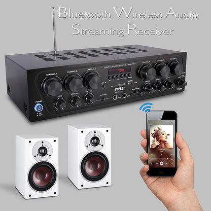 Bluetooth Home Audio 750 Watt 6 Channel Amplifier Stereo Receiver (PTA62BT.5)