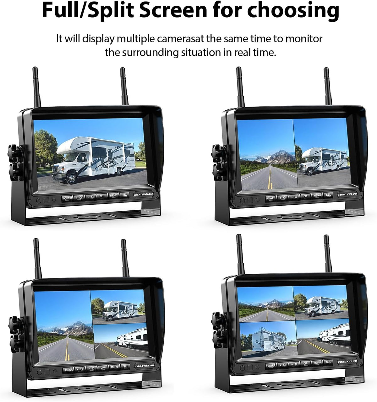 1080P Wireless Backup Camera System Kit with 7'' LCD Wireless Backup Monitor, IP69 Waterproof Backup Camera, Interference-Free Recording HD Night Vision for Rv/Truck/Bus/Pickup/Van—Hw02