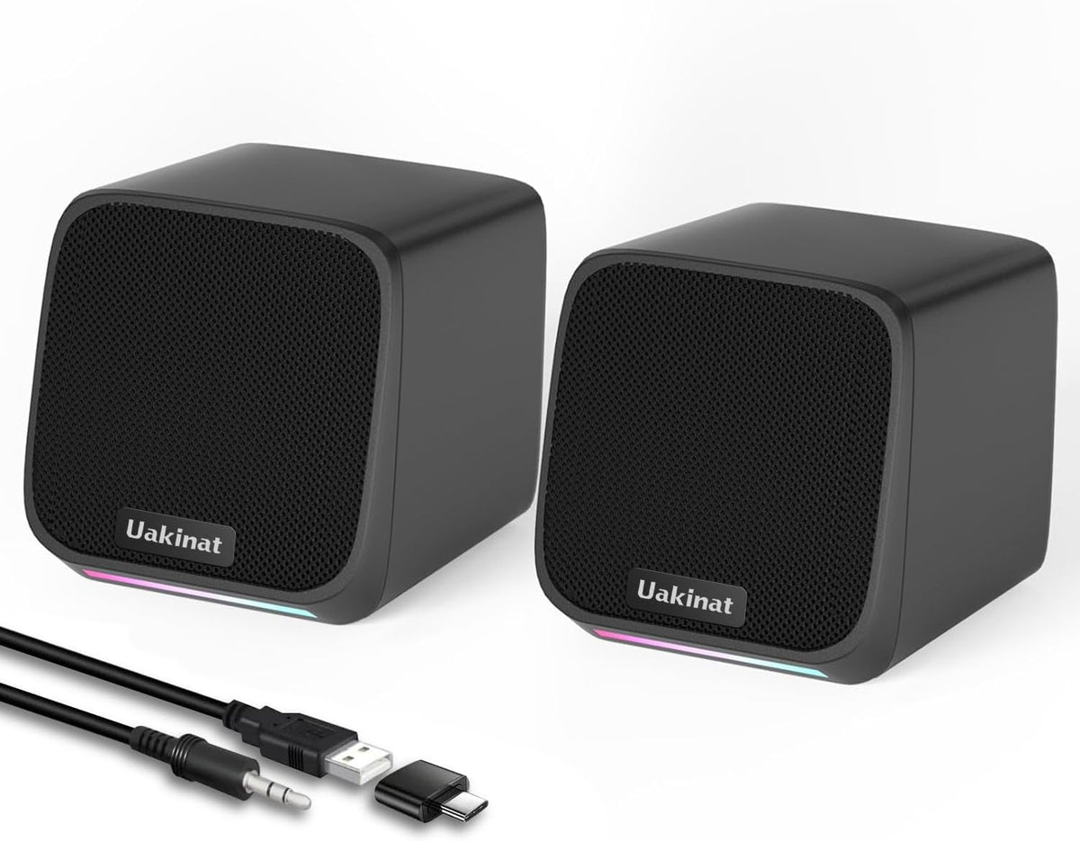Compact USB-Powered Desktop Speakers — 3.5mm AUX