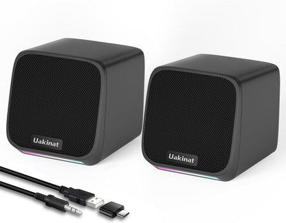 Compact USB-Powered Desktop Speakers — 3.5mm AUX