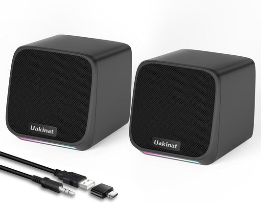 Compact USB-Powered Desktop Speakers — 3.5mm AUX