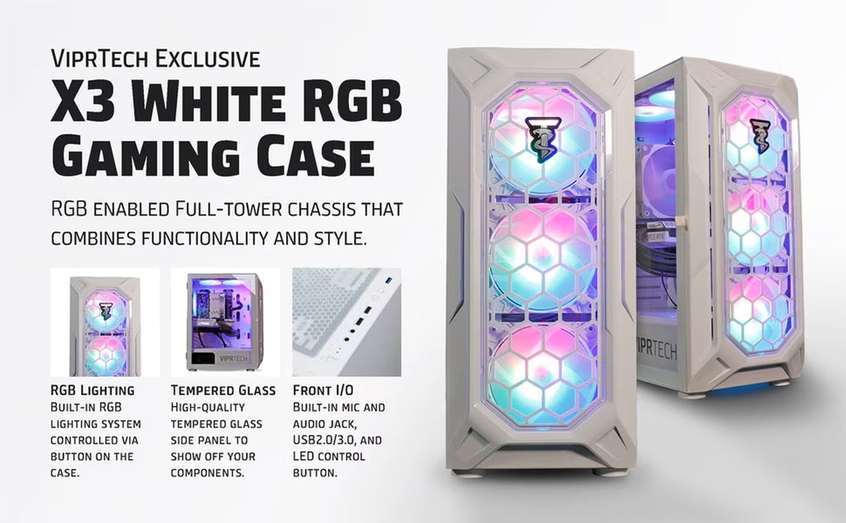 Rebel 4.0 Gaming PC - AMD Ryzen 7 (4.1Ghz), RTX 4060 8GB, 16GB DDR4, 1TB SSD, Arctic White