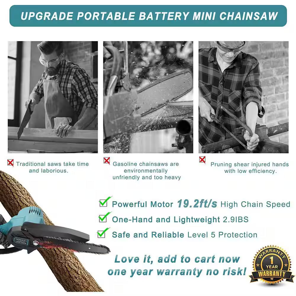 6 In. Mini Chainsaw, Handheld Small Chainsaw, Pruning Saw