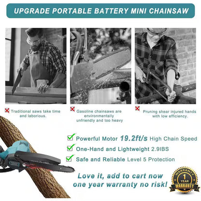 6 In. Mini Chainsaw, Handheld Small Chainsaw, Pruning Saw
