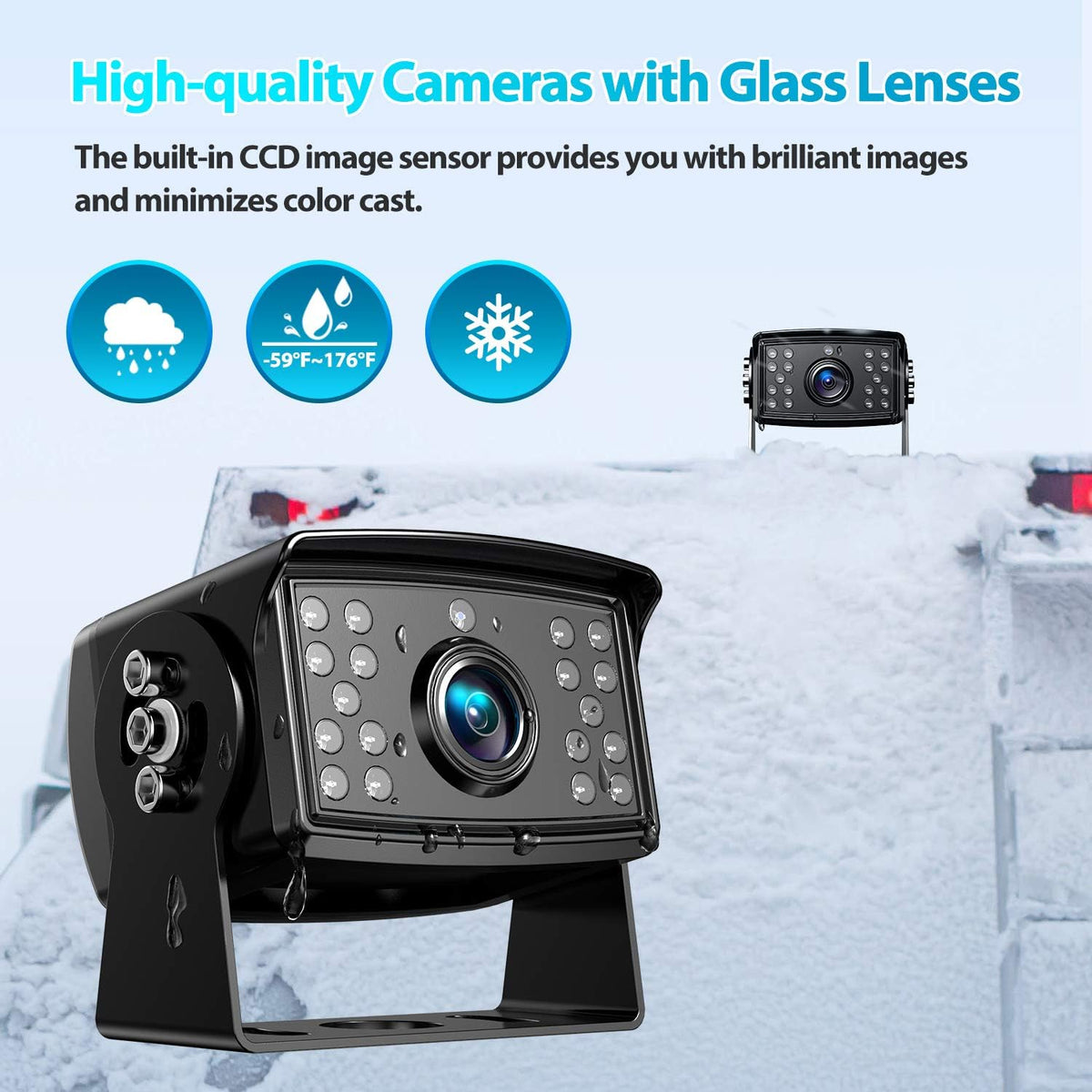 10" HD 1080P Wired Backup Camera with 10" Dual Split Screen Monitor