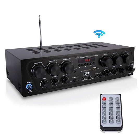 Bluetooth Home Audio 750 Watt 6 Channel Amplifier Stereo Receiver (PTA62BT.5)