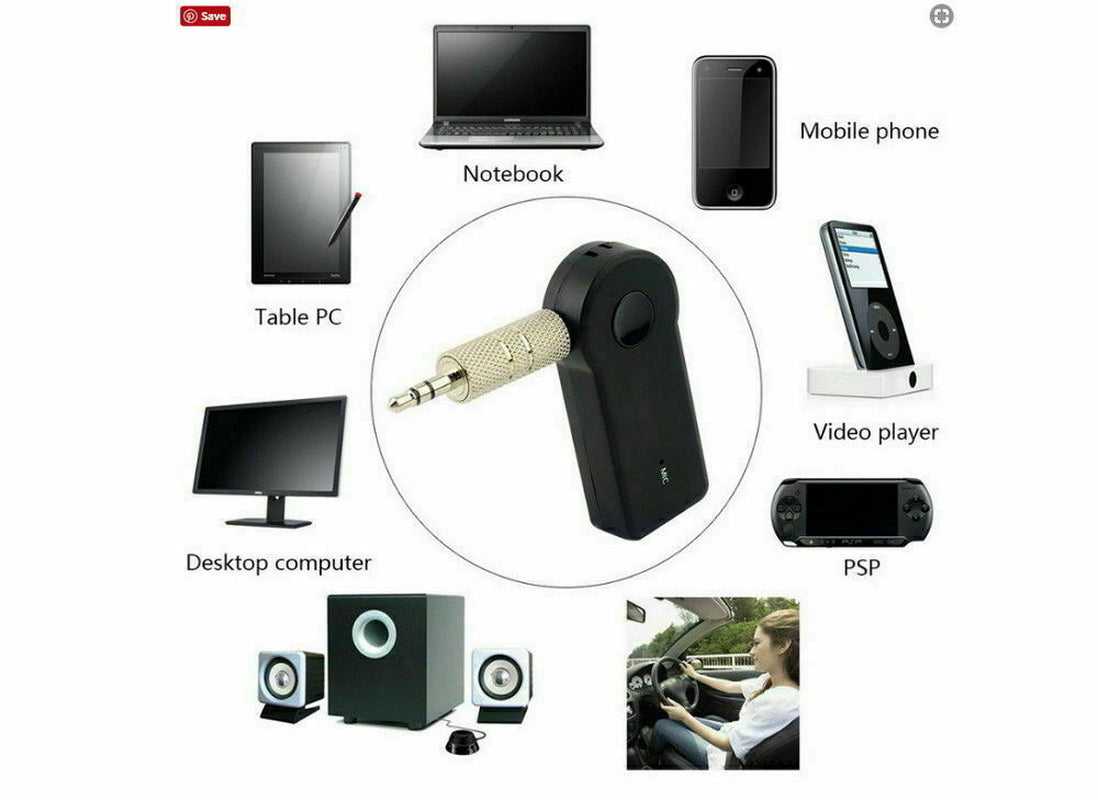Wireless Bluetooth 3.5Mm AUX Audio Stereo Music Home Car Receiver Adapter New