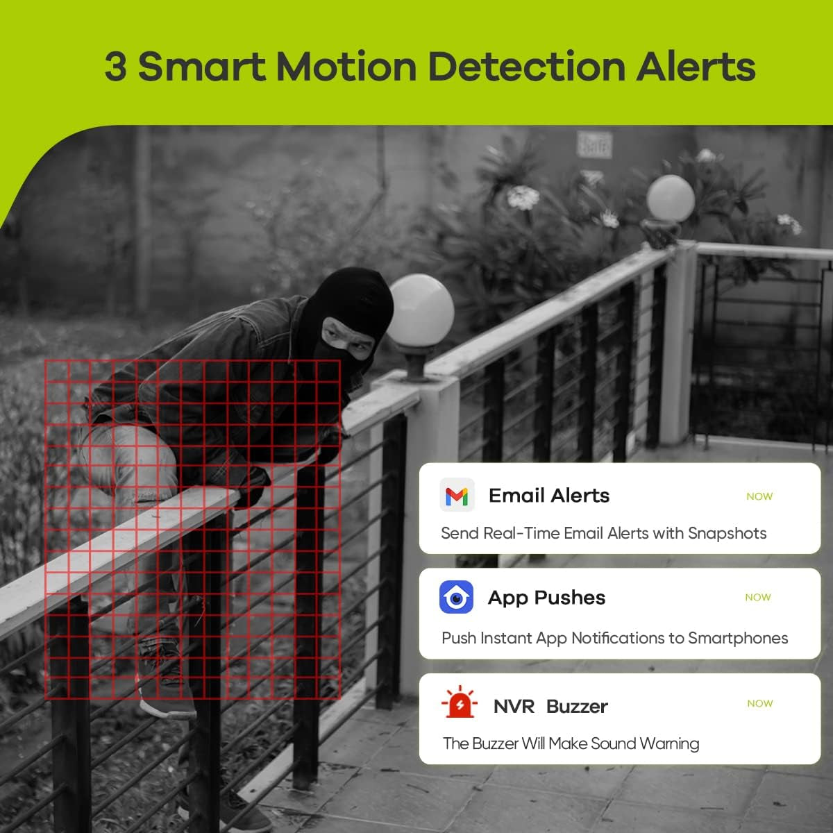 4K POE Security Camera System - 8CH 8MP NVR Recorder with 4PCS 5MP Outdoor Bullet Surveillance Cameras, Power over Ethernet, Easy Mobile Access with APP Alert(No HDD)