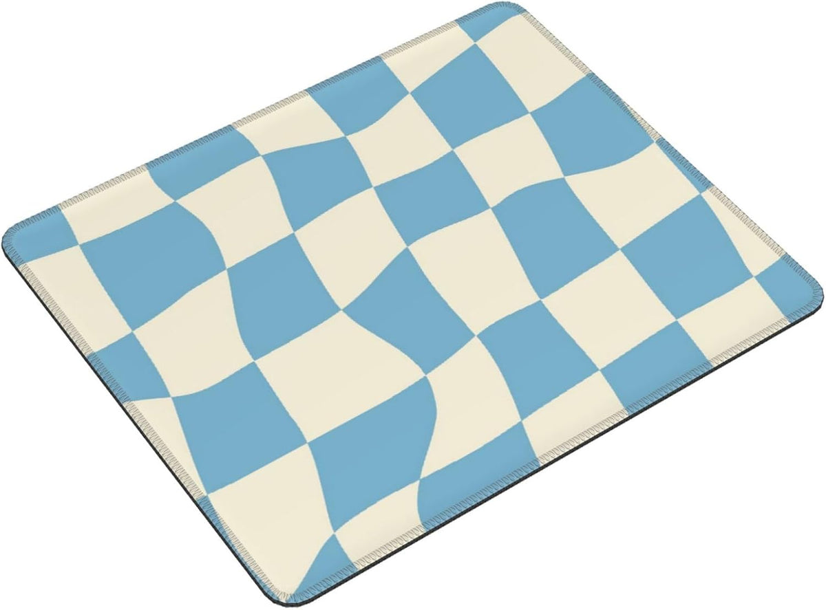 Blue Checkered Mouse Pad — 8.3 × 10.3 in