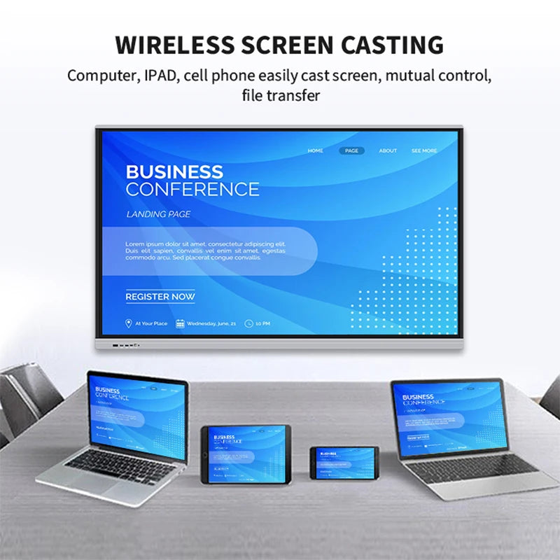 65 75 86 Inch Smart Tv for Classroom and Conference, Digital Electronic Whiteboard 4K HD Touch Screen Interactive Board on Wheel